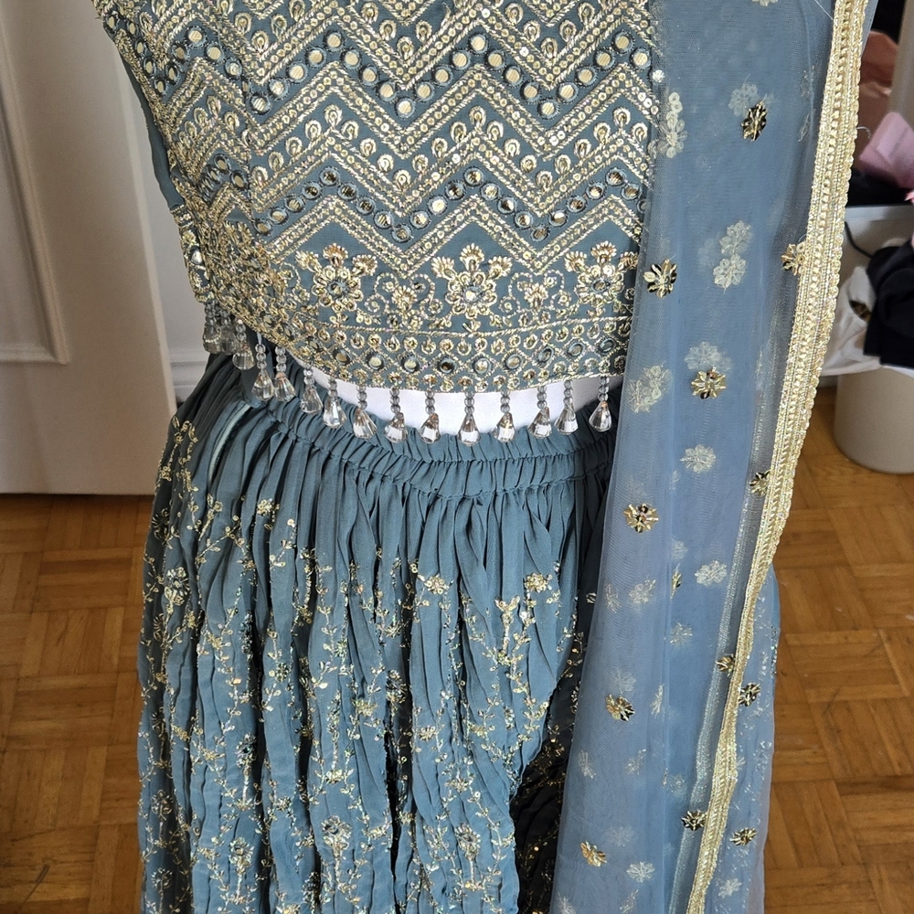 Ethnic Indian Wear Teal and Gold Embellished Dress